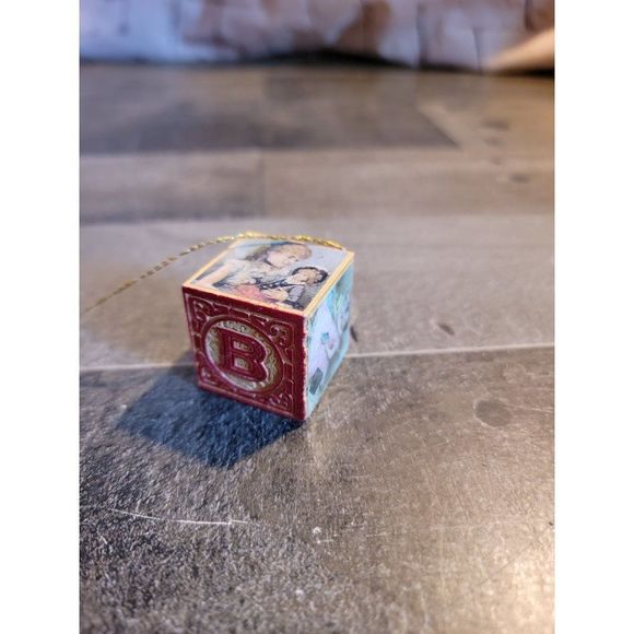 Vintage ABC block kid xmas wooden ornament - Picture 5 of 5